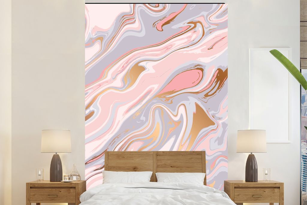 MuchoWow Fototapete für Wohnzimmer oder Schlafzimmer Wandtapete Vinyl Motivtapete Marmor - Pastell - Abstrakt - Muster - 200x300 cm - Wanddekora...