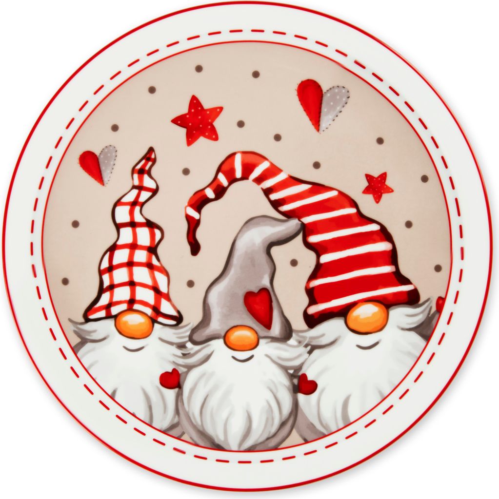 Excelsa Set mit 6 Panettone-Tellern Gnomo Porzellan mehrfarbig