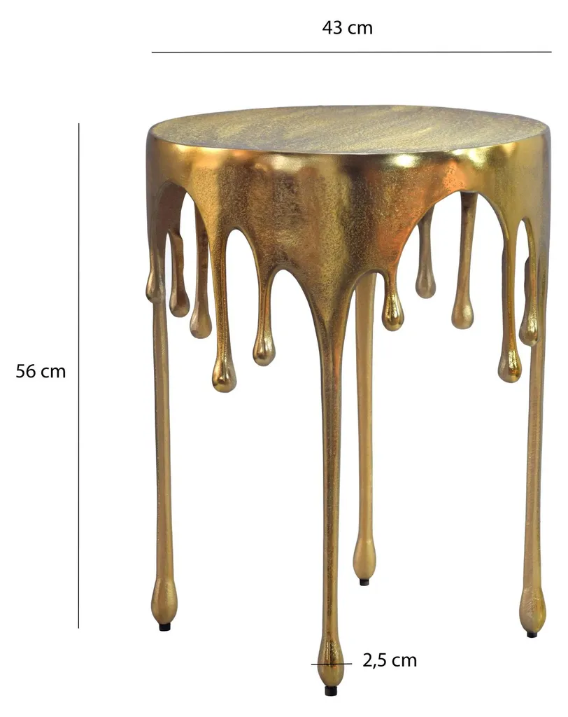 Table d'appoint moderne en aluminium doré, forme goutte faite à la main - 3