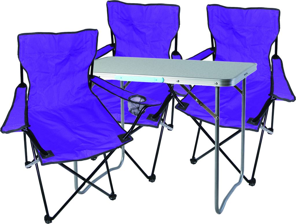 4-teiliges Campingmöbel Set lila Tisch+Campingstühle mit Tasche