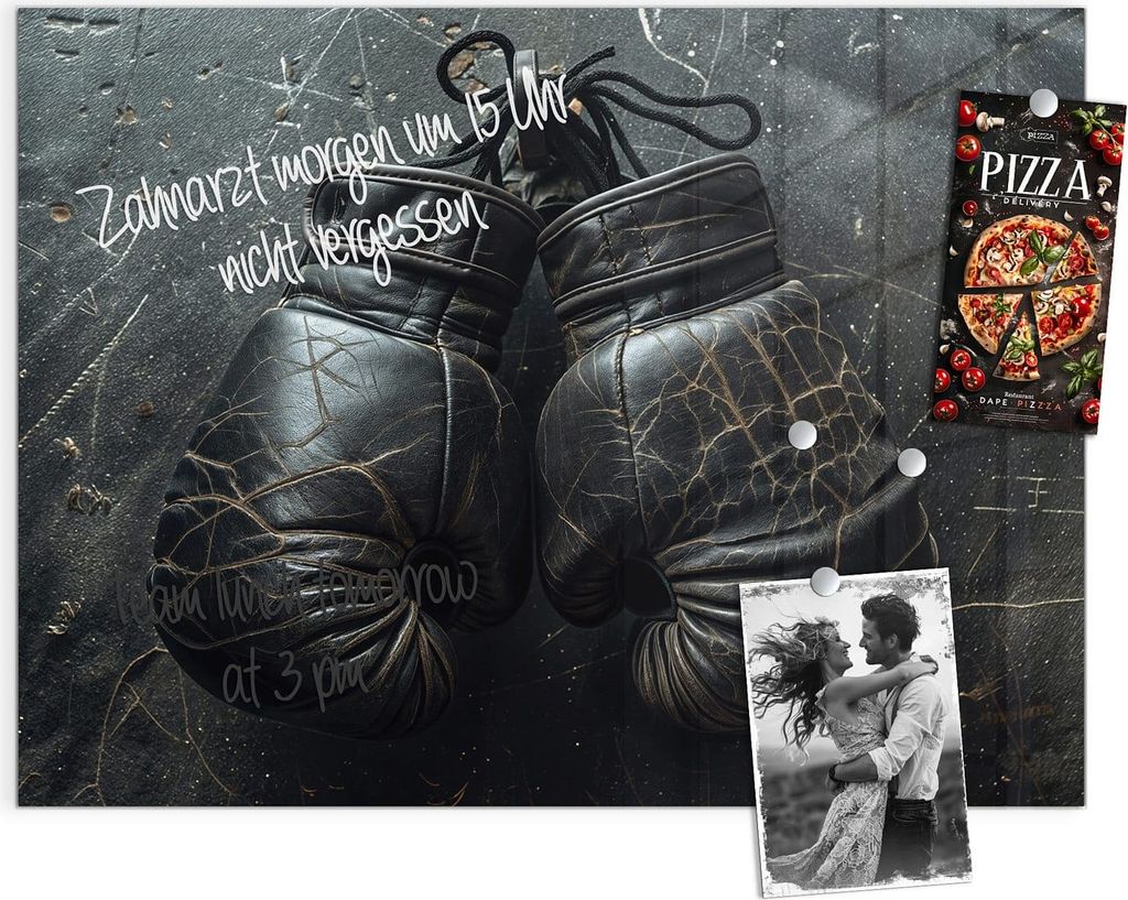 Magnettafel 120x90cm Pinnwand Whiteboard beschreibbar - Boxhandschuhe Vintage