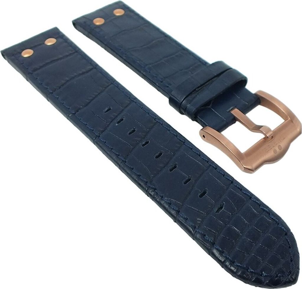 TW STEEL Ersatzband 22mm | Slim Line Ø 45mm Leder blau / rosé TW1305