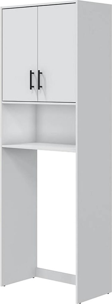 Dmora Mehrzweckschrank 2 Türen Delebio 73x206h cm Weiß, 3 Einlegeböden Schwenktür