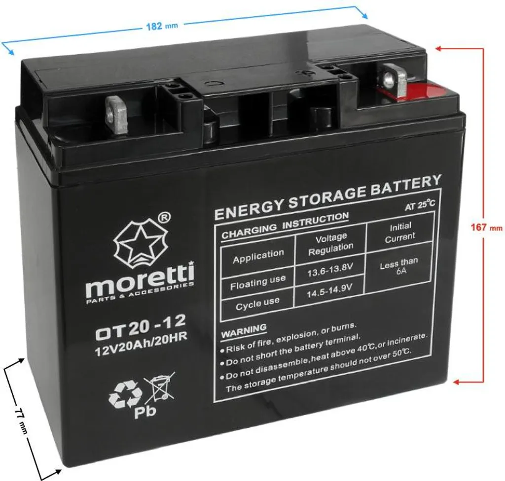 Batteria Moretti Gel 12V 20AH per Tosaerba - Ricambio Professionale OT