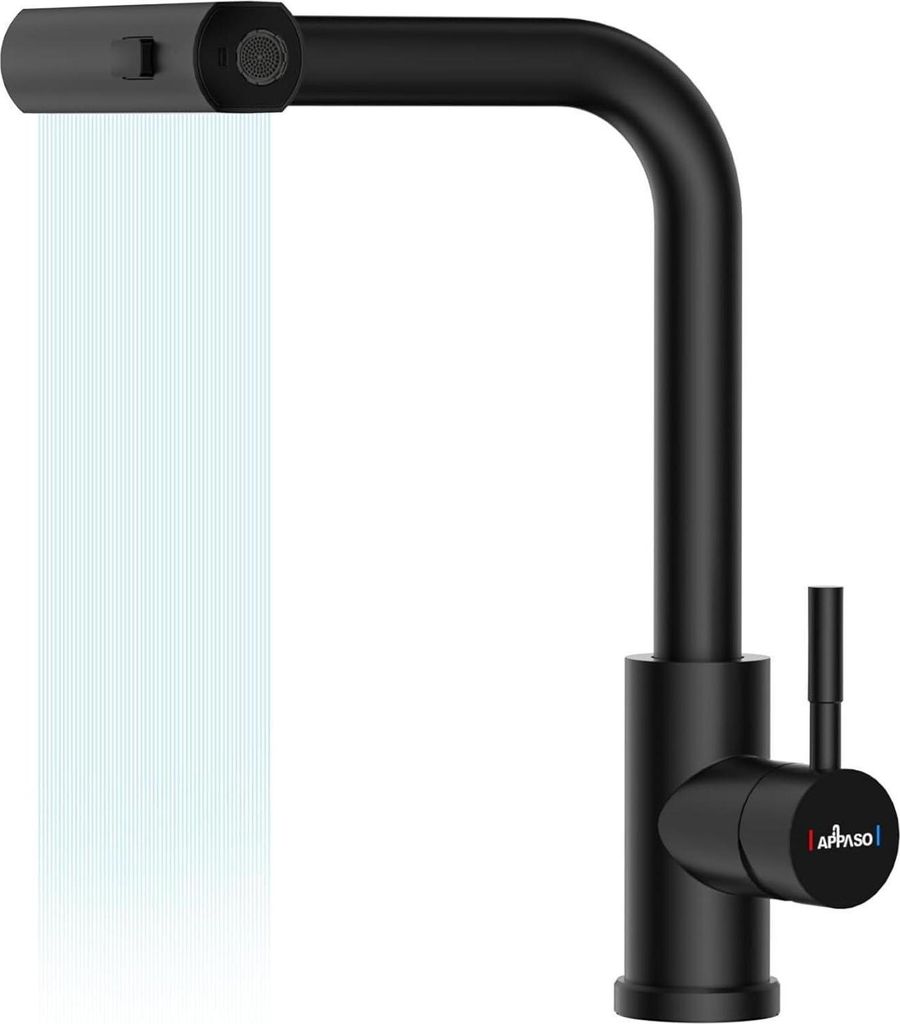 Schwarz Wasserhahn Küche Wasserfall Hochdruck Armatur 3 Produktbild 