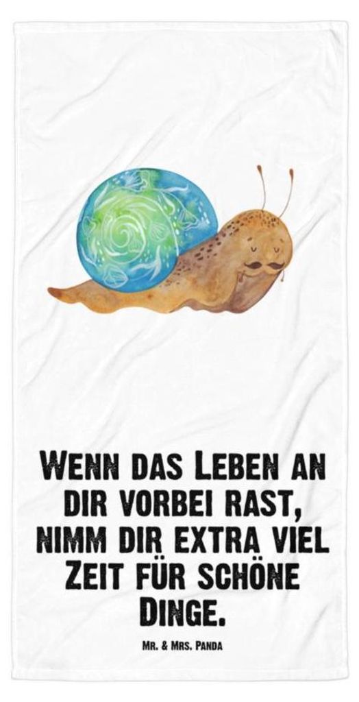Mr. & Mrs. Panda Handtuch Schnecke Sir - Weiß - Geschenk, Reisehandtuch, Strandtuch, Weisheit, Badelaken, Lustige Sprüche, Lebensmut, Motivation,...