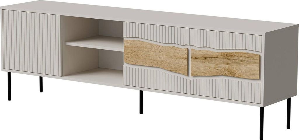 Dmora TV-Schrank Luvinate 190x40x61,5 cm Beige, 2 Regale 5 Fächer