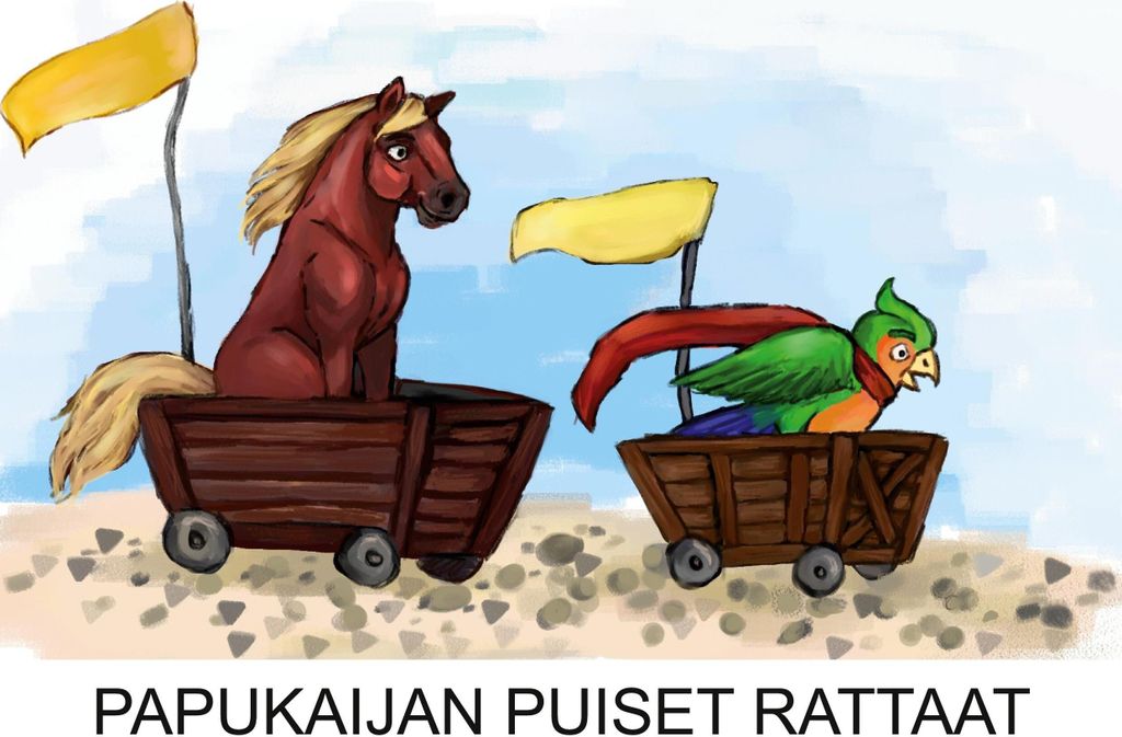 Holzkinderwagen Papagei