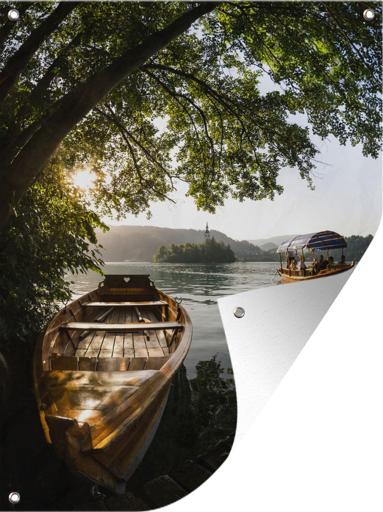 MuchoWow 30x40 cm Outdoor-Poster Gartendeko Sichtschutz Garten Poster für den Garten Boot - See - Baum