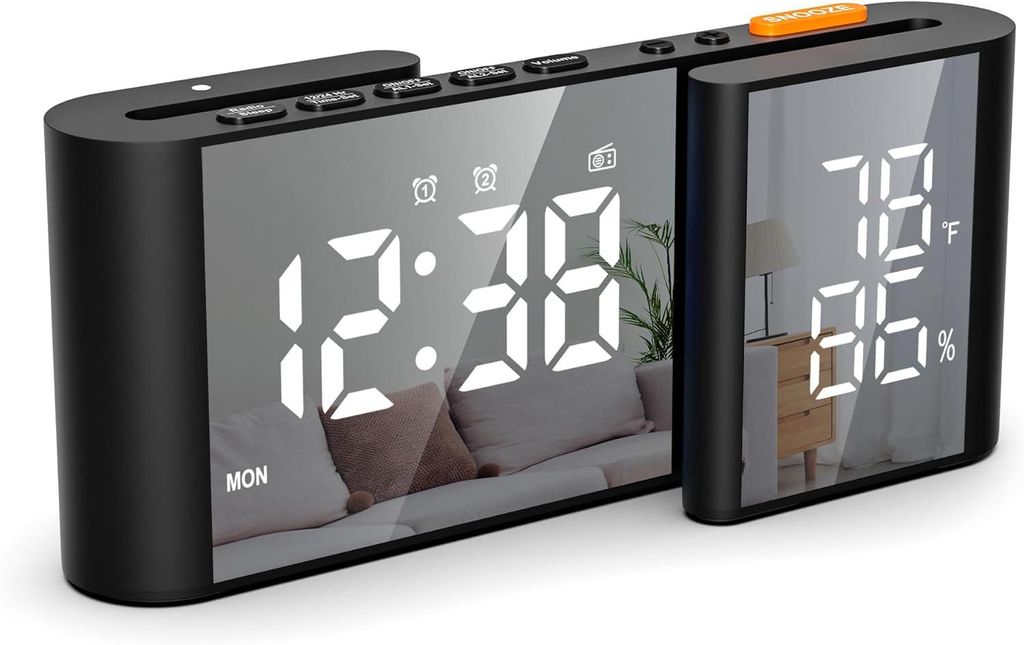 Wecker für Erwachsene, digitaler Radiowecker für das Schlafzimmer, Doppel-LED-Anzeige, dimmbarer elektrischer Wecker am Bett