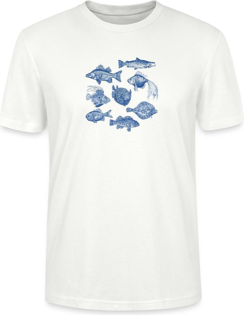 Spreadshirt Fische Sommer Seaside Urlaub Meer Illustration Uni Bio T-Shirt, 3XL, Weiß