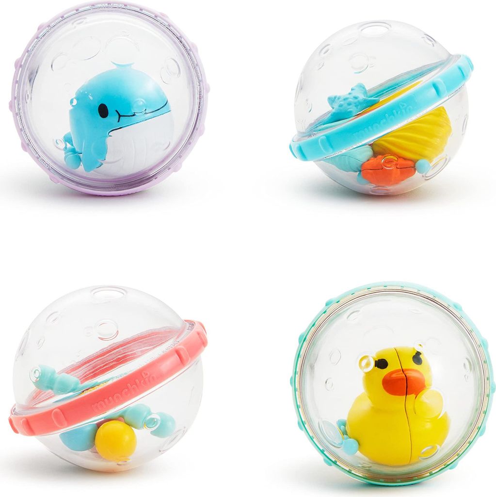 Munchkin Float and Play Bubbles Toy, Baby Bath Toy, Pack of 4, Multicolor Float & Play
