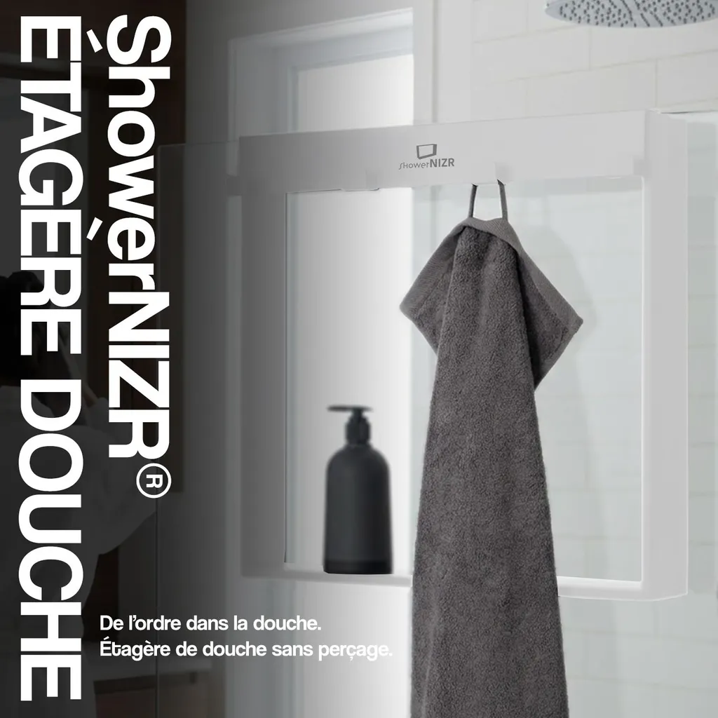 Panier de Douche Blanc Arctique Mural sans Percer ShowerNIZR Robuste