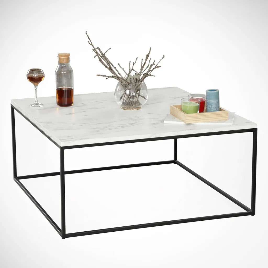 Skye Decor, Poly - Marmo, tavolini, bianco, truciolato melaminico, 75 x 43 x 75 cm