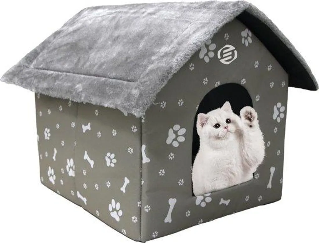 Maison pour chat d'extérieur en bois imperméable avec terrasse XL-05