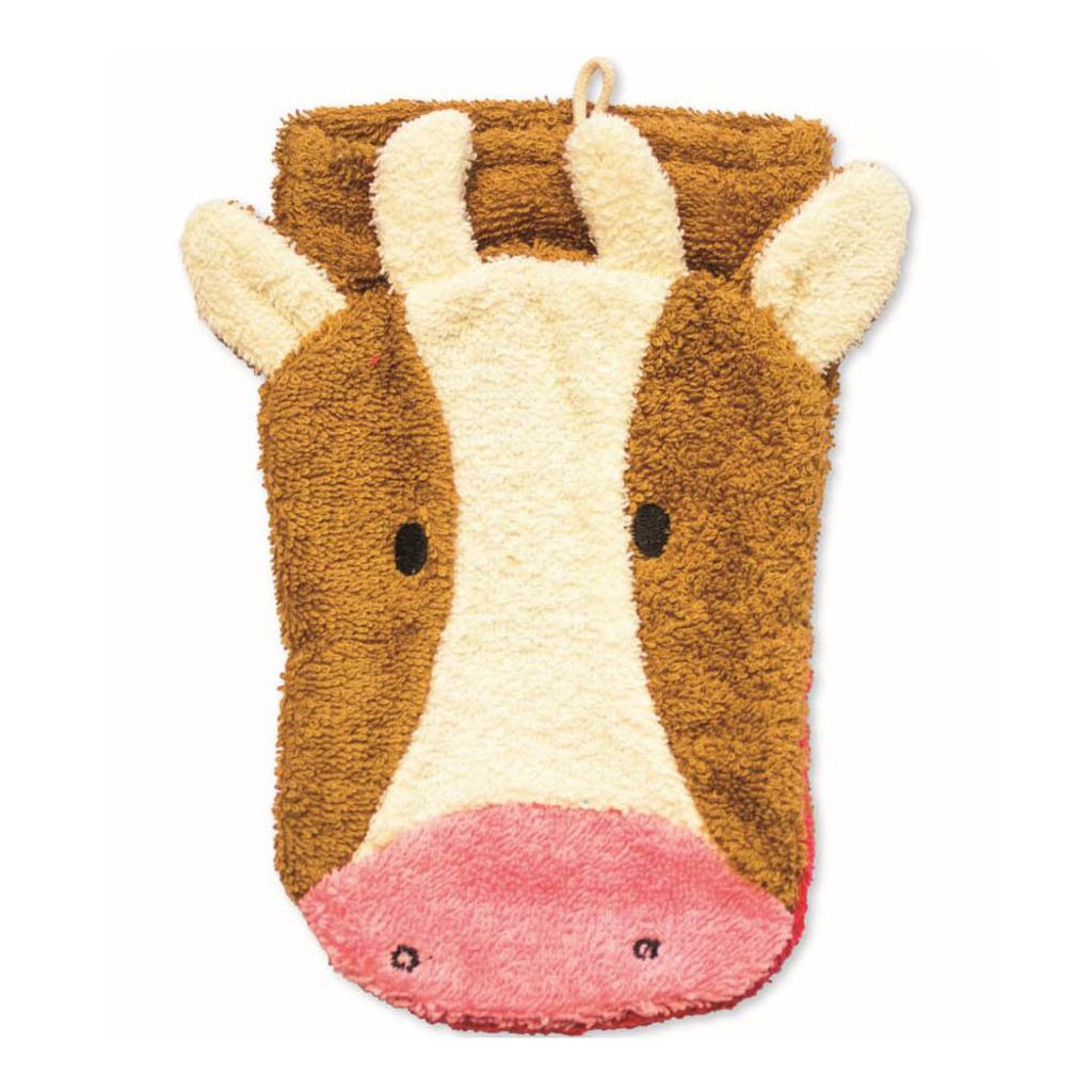 Fürnis Waschlappen mit lustigen Tiermotiven Gross 100% Bio Baumwolle GOTS 568 Kuh