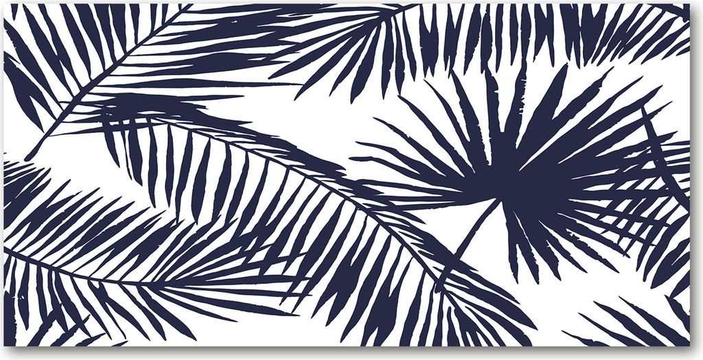 Tulup Glas-Bild -140x70- Wandkunst Dekorative Wand für Küche & Wohnzimmer - Blumen & Pflanzen - Palmenblätter - Grau