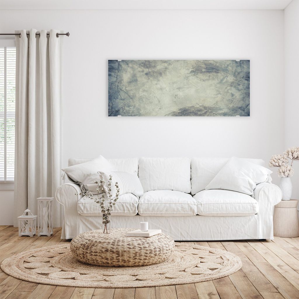 Glasbild Wandbild Grunge Struktur grau 100x40cm in XXL für Wohnzimmer, Schlafzimmer, Badezimmer, Flur