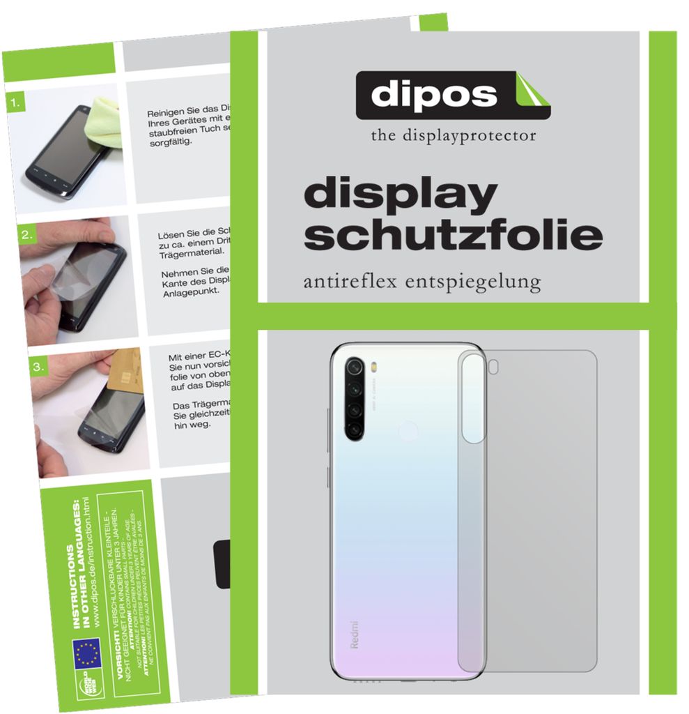 5x Schutzfolie für Xiaomi Redmi Note 8T Rückseite matt Displayschutzfolie Folie Display Schutz dipos