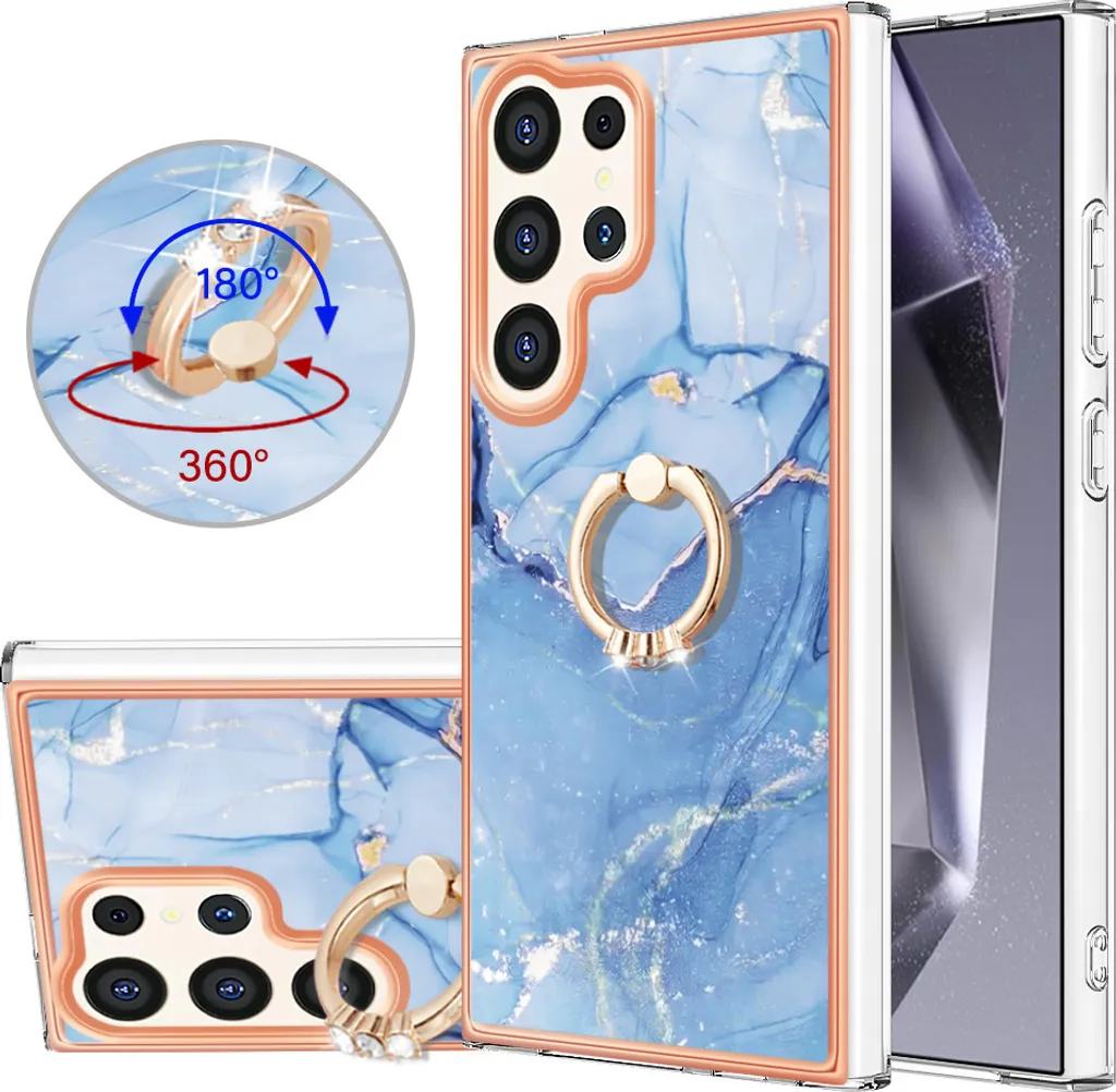 Custodia Samsung S25 Ultra Blu con Anello - Protezione Silicone Antiurto - 1