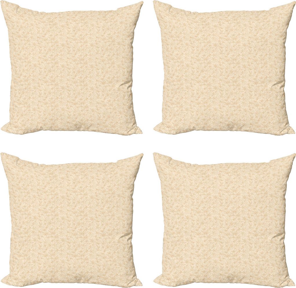 ABAKUHAUS Beige Kissenbezug Set (4 Stück), Zusammenfassung Blumenmuster, Moderner Doppelseitiger Digitaldruck, 45 cm x 45 cm, Redwood Beige