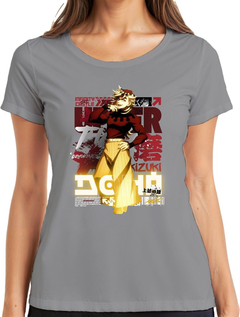 Kizuki Anime Charakter Clown Gelbe Hose Japan Y2K Streetwear Grunge Geschenk Damen T-Shirt, Grau, 3XL