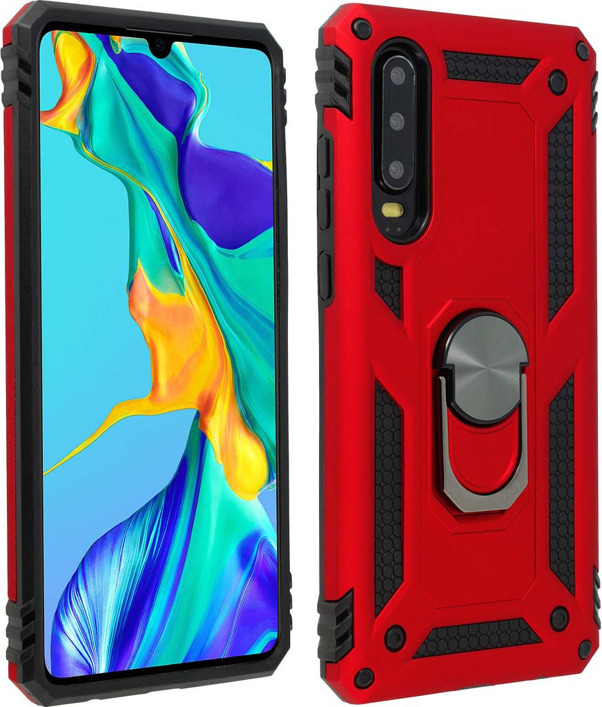 Avizar, Schutzhülle mit Ring-Halterung für Huawei P30, Rot Produktbild 