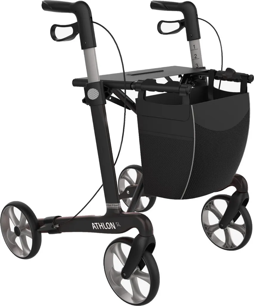 Rollateur Rehasense Athlon SL Taille M Noir - Déambulateur de Carbone