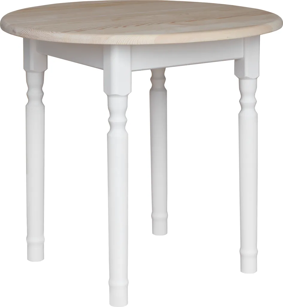 Tavolo Circolare 90 cm Pino Massello | Arredo Bianco e Naturale