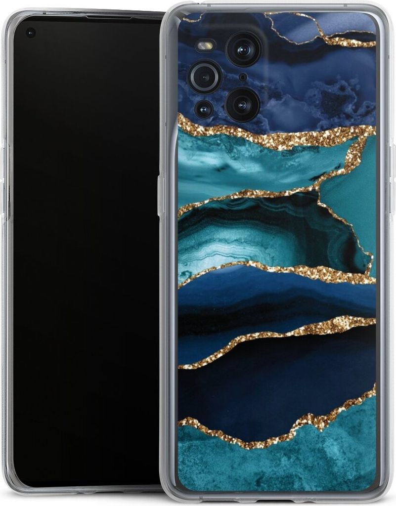 DeinDesign Handyhülle für Oppo Find X3 Pro Silikon Hülle Case Smartphone Schutzhülle Glitzer Look Marmor Trends