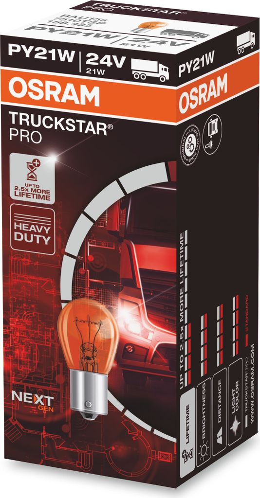 OSRAM PY21W 24V 21W BAU15s TRUCKSTAR PRO NEXT GEN bis 2,5x Produktbild 