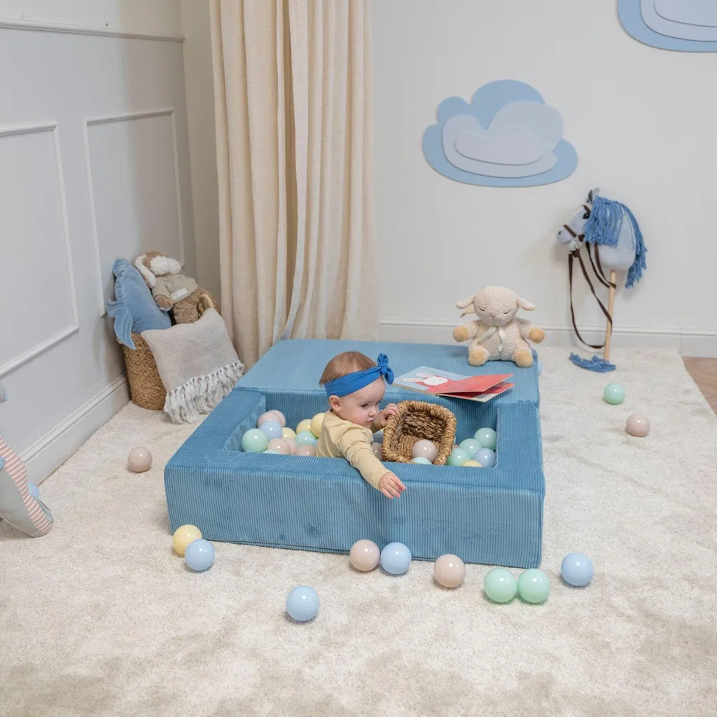 KiddyMoon Divano per Bambini in Schiuma Blu Scuro - Morbido e Versatile - 4