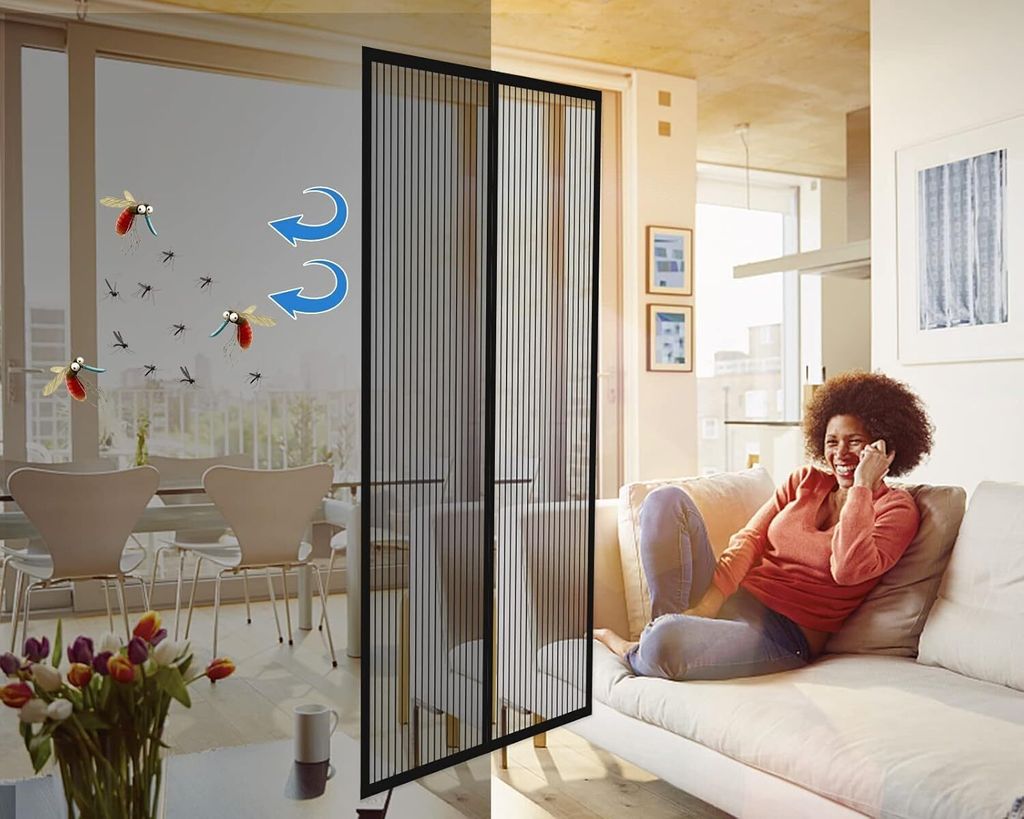 Fliegengitter Magnet Tur, Balkontür Insektenschutz Fliegenvorhang Magnetisch Türe, Insektenschutz Vorhang tür Terrassentür, Insektengitter Lame...