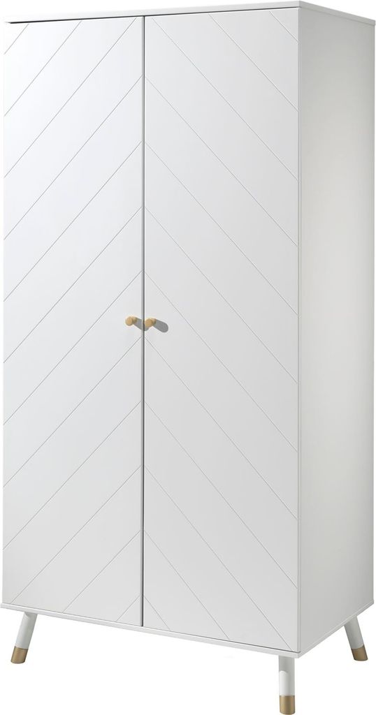 Kleiderschrank Kamillah 100x59x200 Schrank MDF Satin Weiß