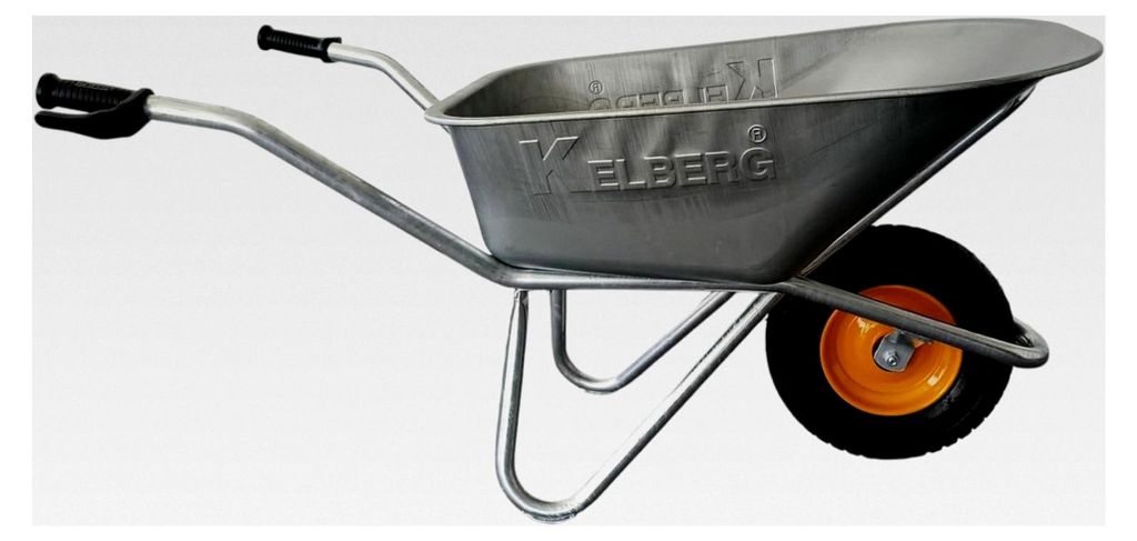 Schubkarre Agro 130L – 1-Rad – verzinkte Stahlmulde – stabile BAU-Schubkarre – 200 kg Traglast – für Garten, Hof und Baustelle