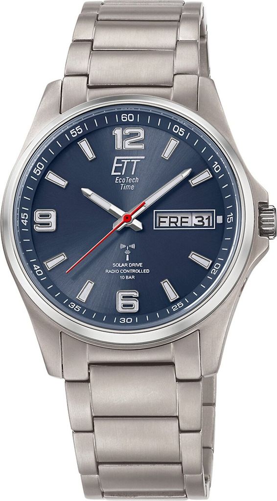 ETT Eco Tech Time EGT-11602-31M Funk-Solar Herrenuhr Everest Gents Titan/Blau 1