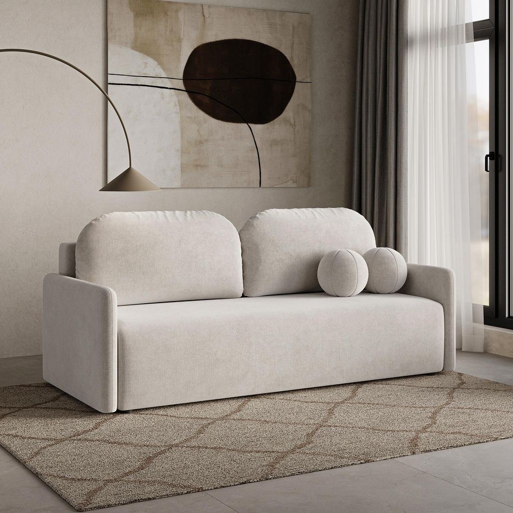 DEKORI Skandinavisches Sofa MALVA – 3-Sitzer Stoffsofa mit Produktbild 