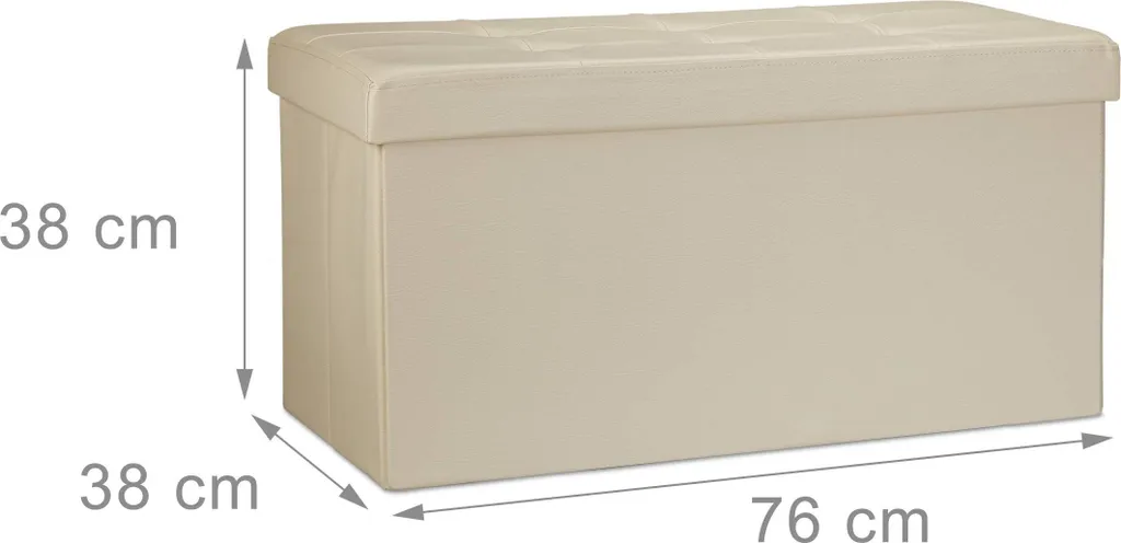 Cassapanca Beige RD19044 Pieghevole - Panca Imbottita Salvaspazio 80L - 4
