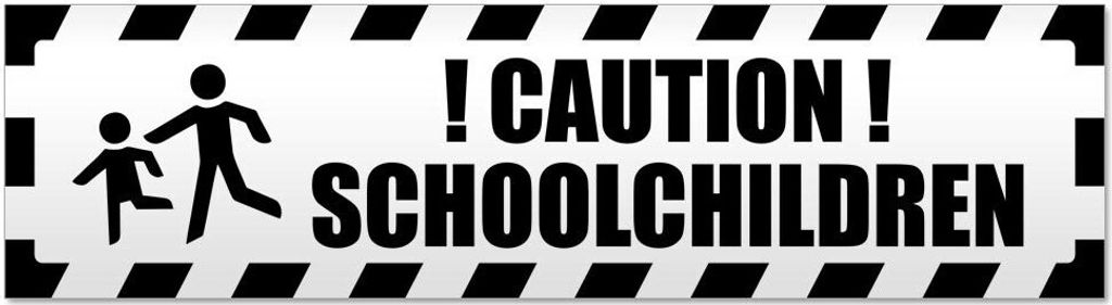 Kiwistar - Autoaufkleber - Schwarz - 45 x 12 cm - Caution schoolchildren gestreift - Hinweis Aufkleber Sticker für Auto, Kfz, Fahrrad, PKW, LKW