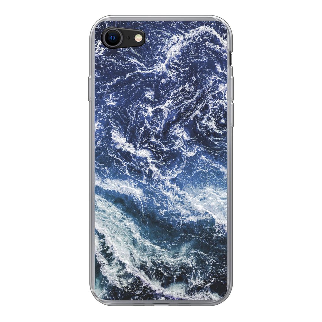 MuchoWow Handyhülle Schutzhülle Hülle für iPhone 7 Naturstein - Meer - Marmor Silikon Softcase Handy Hülle - Kartenhalter