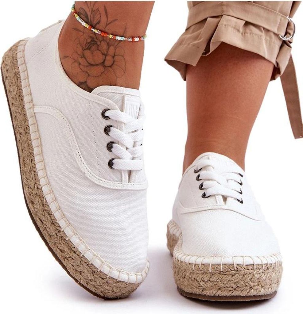 Weiße Schnürschuhe Espadryle Big Star LL274833 37
