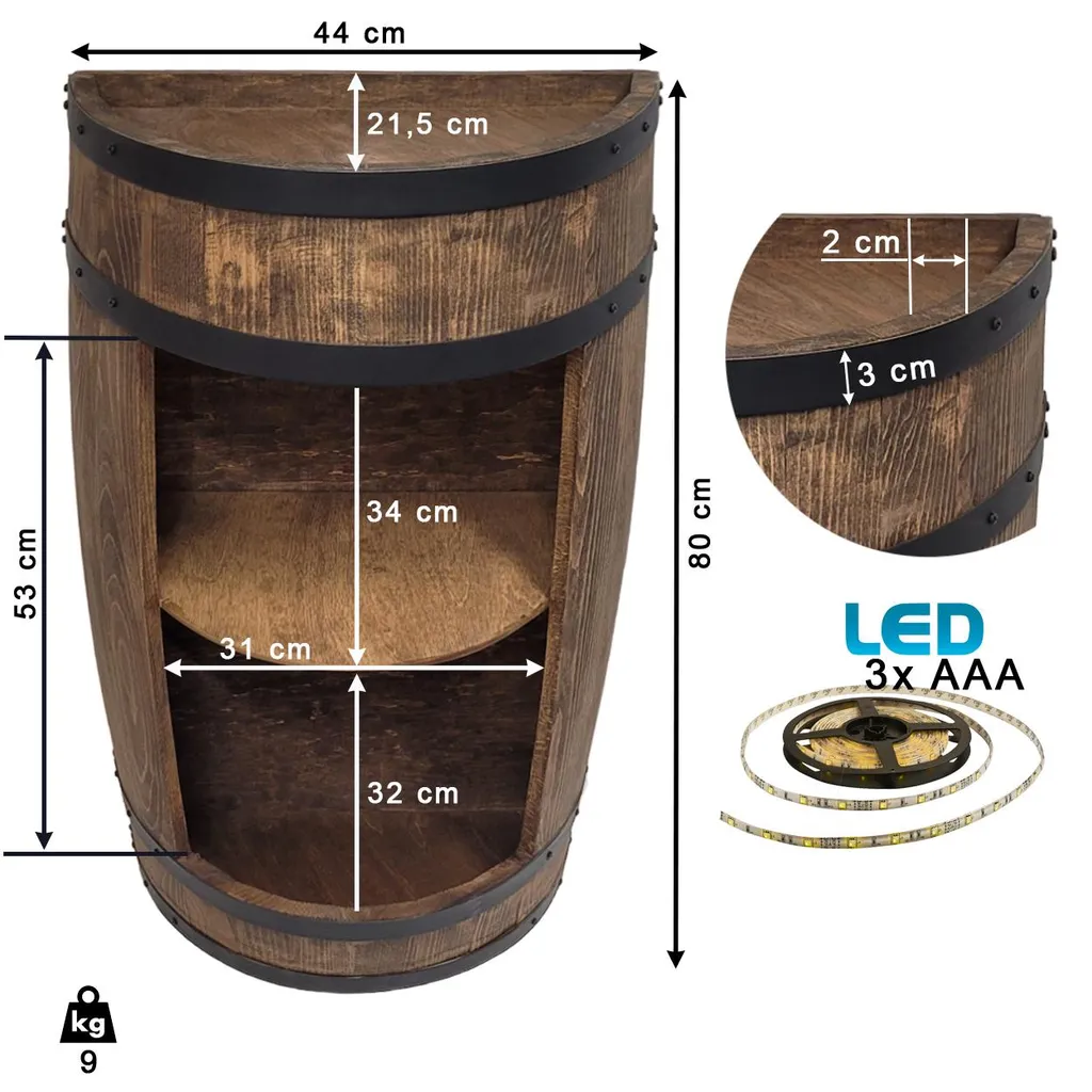 Gagner de l'espace avec ce bar mural LED bois wengé 80 cm compact - 8