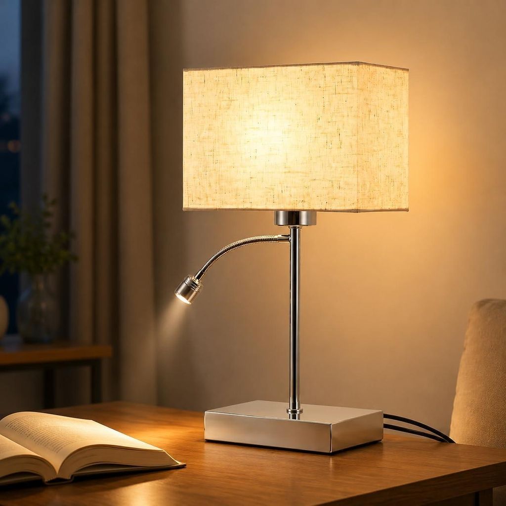 Lampe de table ZMH avec câble, lampe de chevet pivotante à Image du produit 