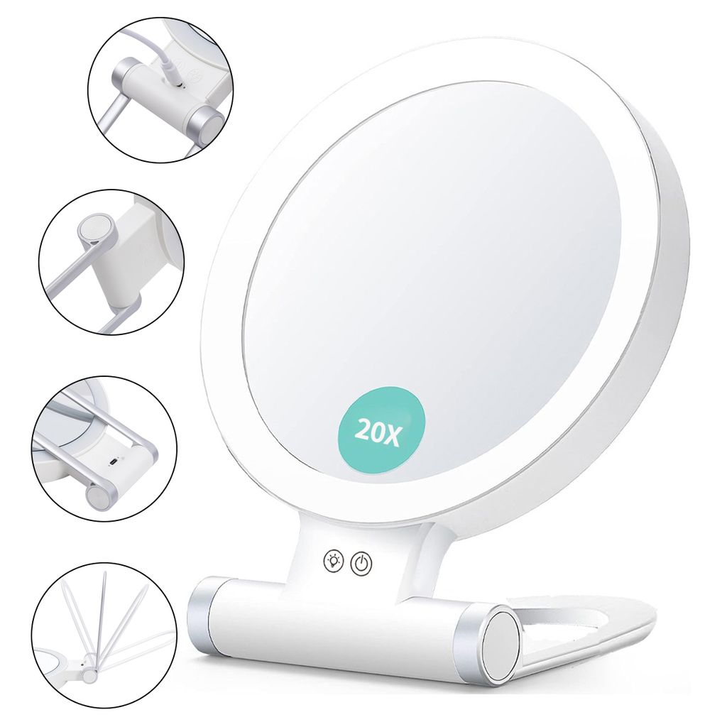 LED Kosmetikspiegel doppelseitig mit 20-facher Vergrößerung Produktbild 