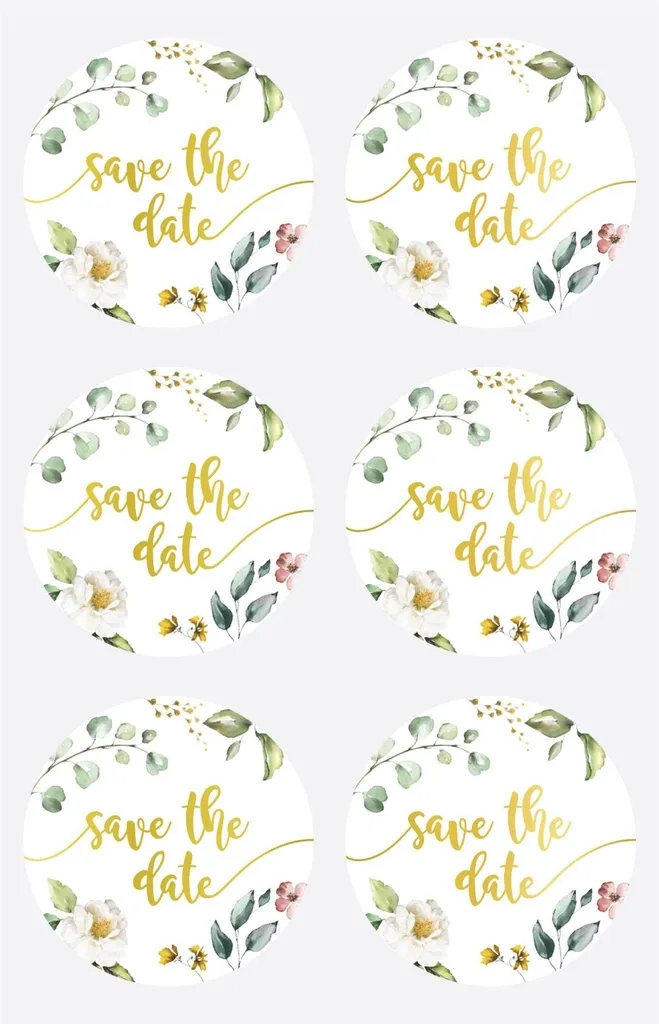 Autocollants Save the Date ronds Heyda 203780817 pour faire-part chic