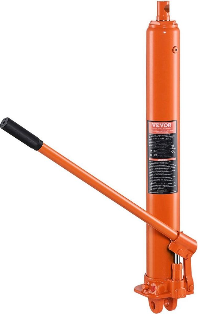 Hydraulic Long Ram Jack, 3 Ton Engine Hoist Cylinder with Single Piston Pump And Clevis Base, Hydraulic Ram Cylinder for Engine Lift Hoists, Hydrau...