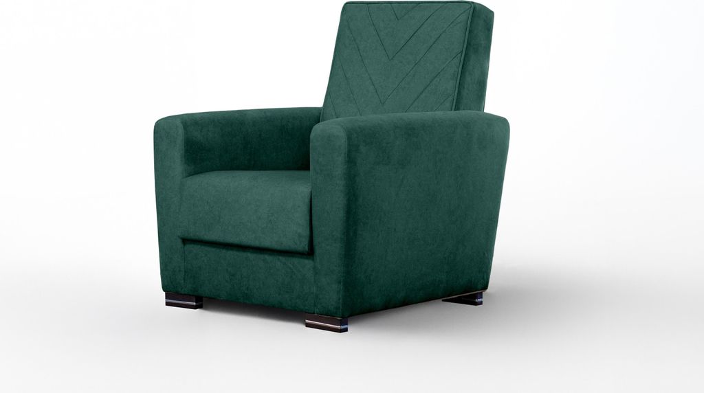 BETTSO VERA gepolsterter Sessel mit hoher gesteppter Rückenlehne für Wohnzimmer grün