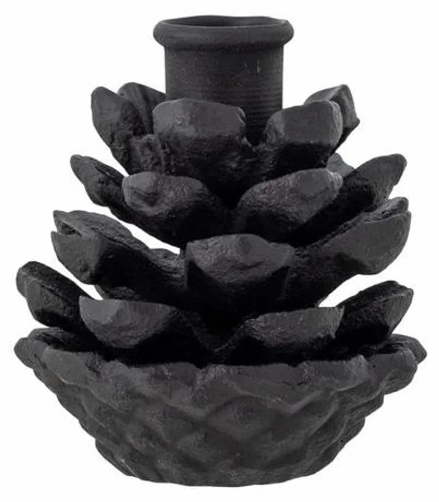 Bougeoir design pomme de pin en fer forgé noir 9 cm décor de Noël chic