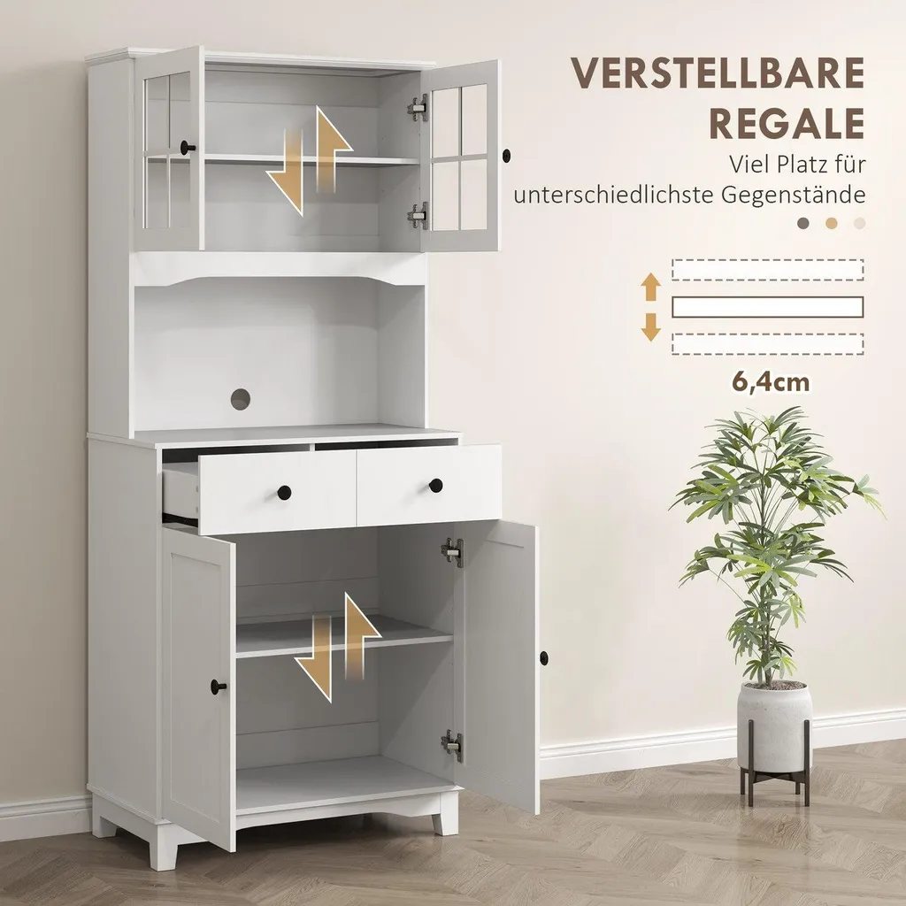 Buffet de cuisine pour petit espace, rangement blanc 170 cm multi-usage - 5