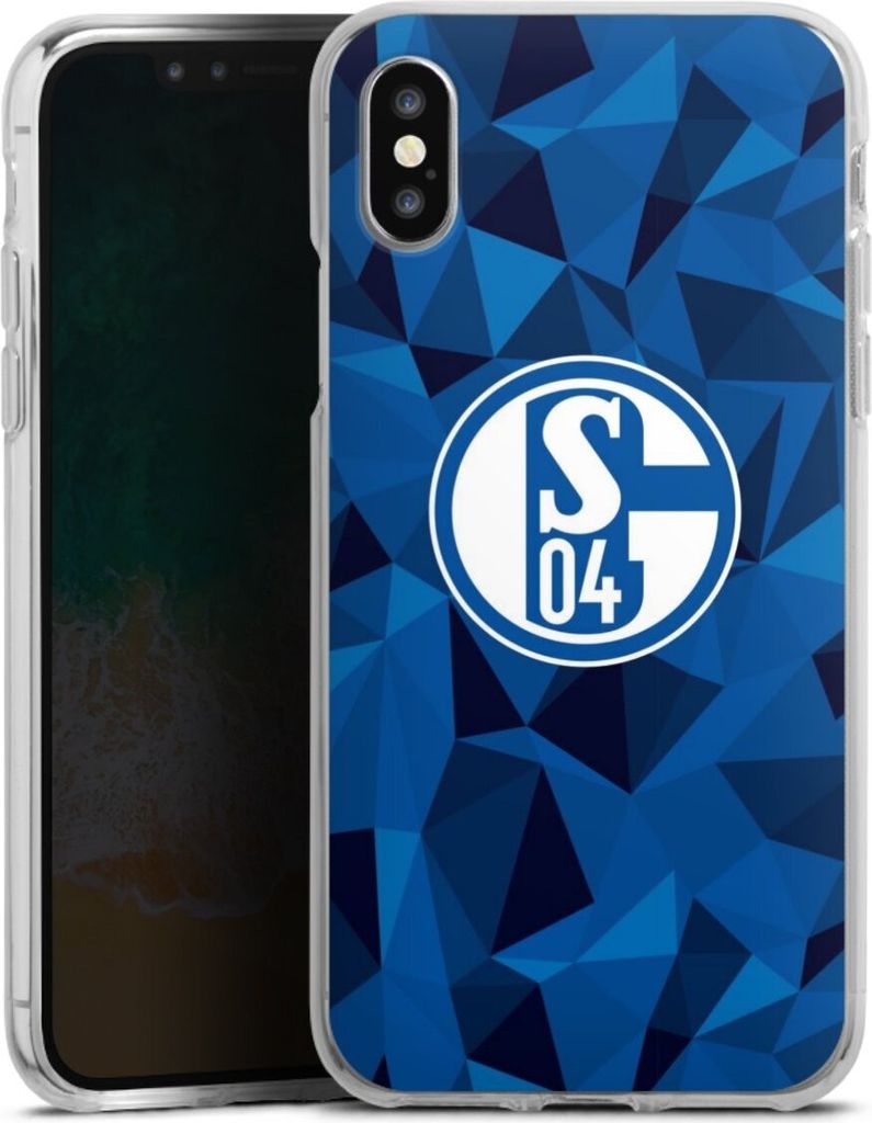 DeinDesign Handyhülle für Apple iPhone Xs Silikon Hülle Case Smartphone Schutzhülle Camouflage FC Schalke 04 Muster